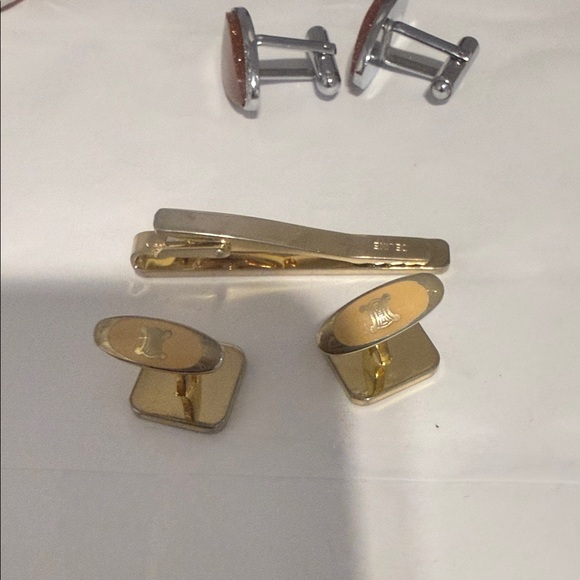Celine Gold and Silver Cufflinks set with free Cufflinks with hard case - Picture 4 of 10